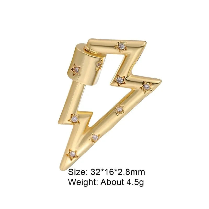 Copper heart-shaped climbing button with gold plating and zircon detail, measuring 1.5cm