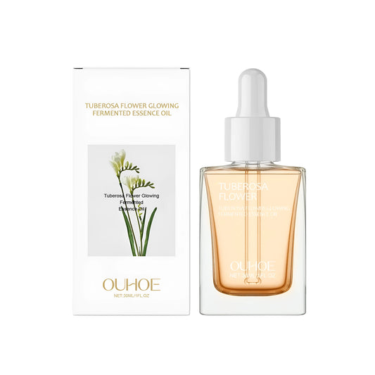 30ml bottle of brightening and firming oil with dropper containing glycerin and vitamin E