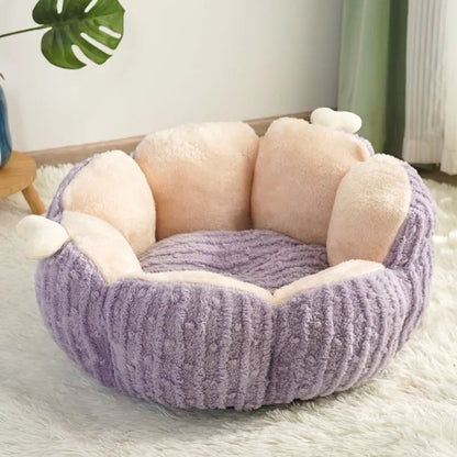 Green or purple cactus-shaped soft cat litter kennel pet bed on a floor