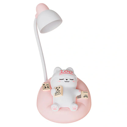 Sleeping cat shaped night lamp with USB charging port and soft LED illumination