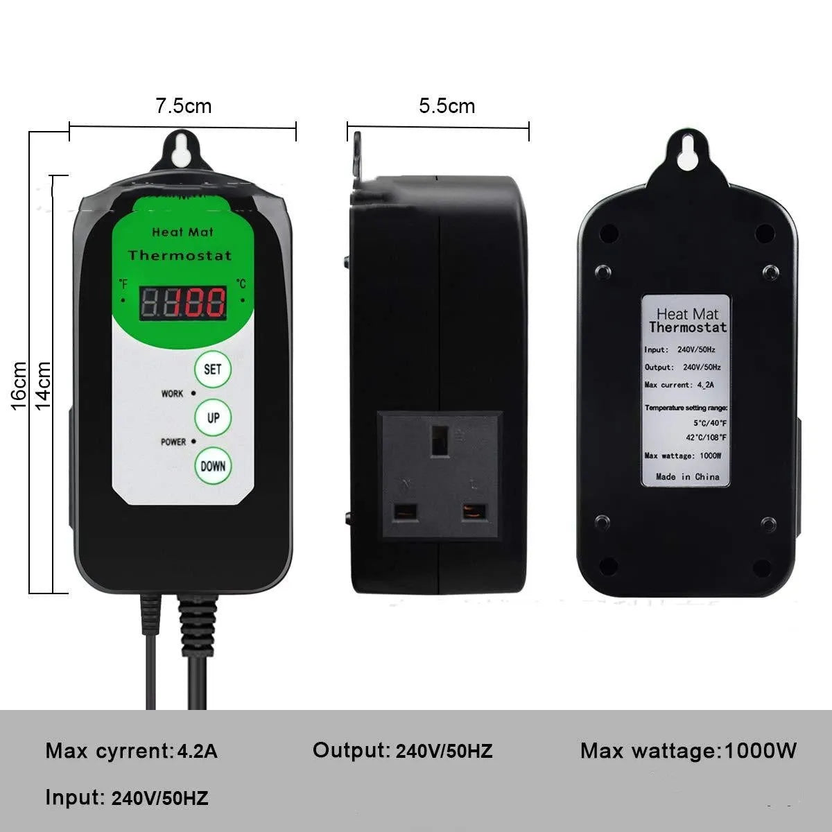 BH1912020 digital temperature humidity controller with LCD display showing readings