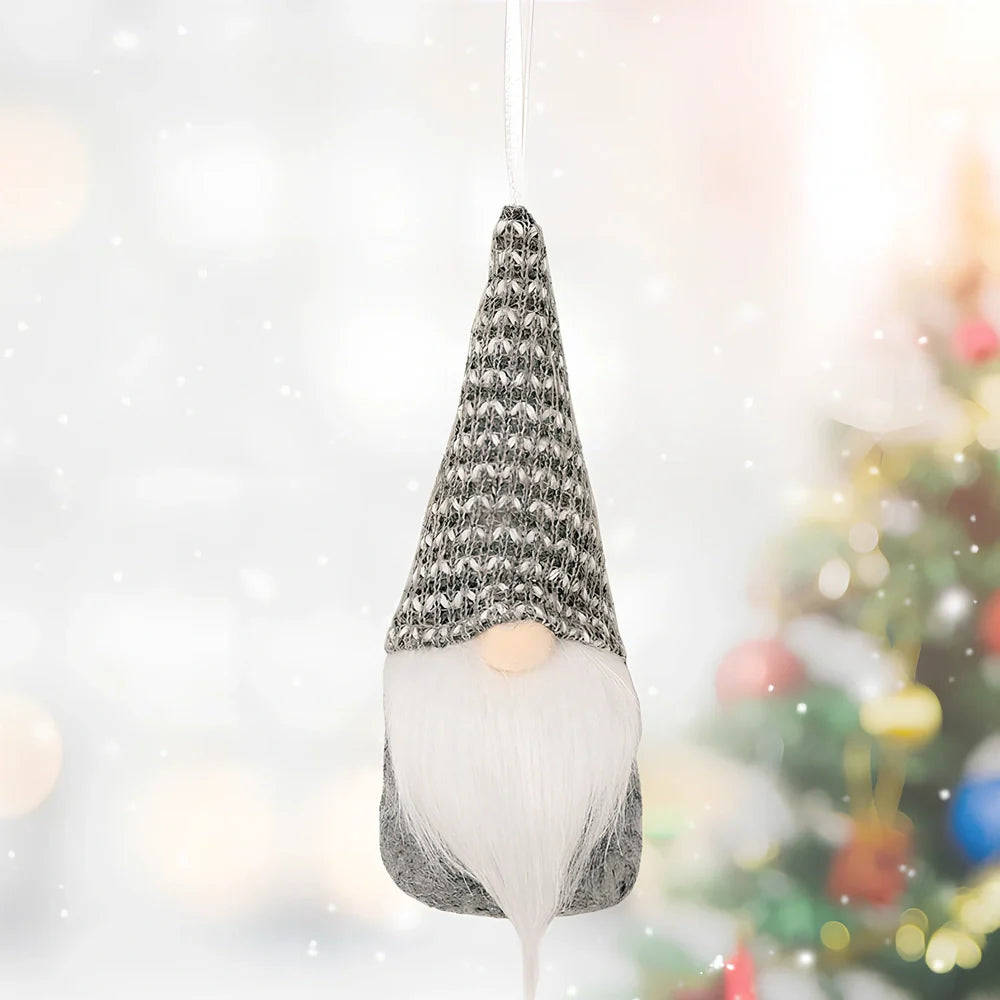 Christmas knitted small pendant decoration in red with 8cm diameter non-woven fabric construction