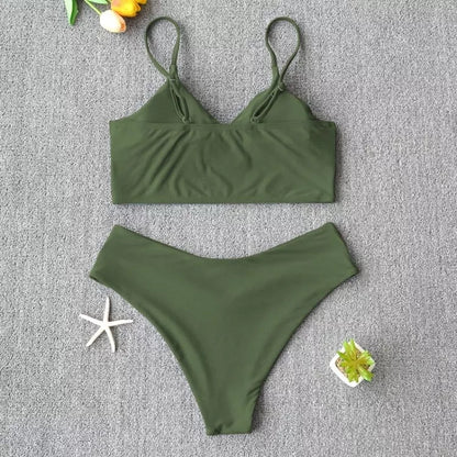 Women's two-piece swimwear bikini in various colors, perfect for beach and pool activities