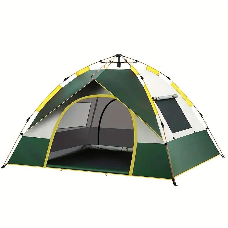 Dark green silver glue automatic quick-open camping tent for 3-4 people with dimensions 220x200x140 cm