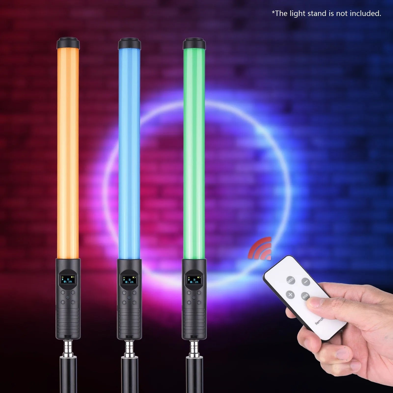 Handheld dual colour temperature LED photography fill light stick with RGB modes and USB charging