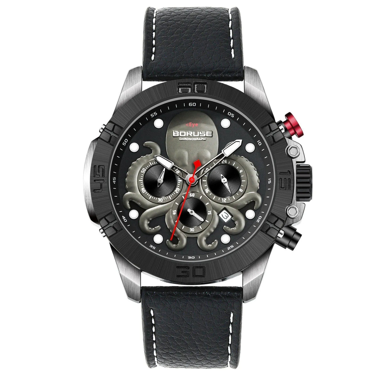 Octopus men's waterproof luminous quartz watch with blue or black colour options