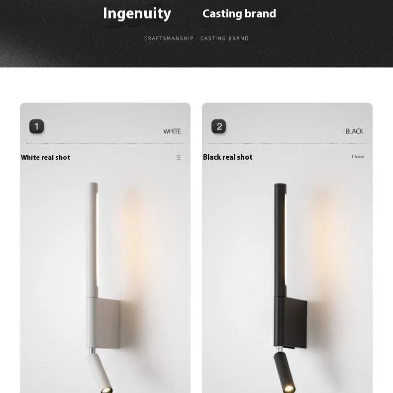 Simple modern wall reading lamp in frosted white or matte black, 3000K, 5W and 3W, 36V and below, for bedside use