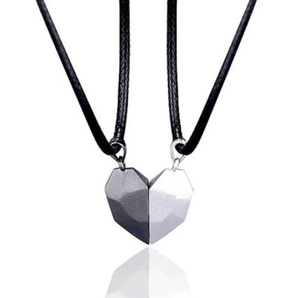 Elegant magnetic couple heart pendant necklace in various colors, featuring a unique magnetic design and premium gold-plated materials