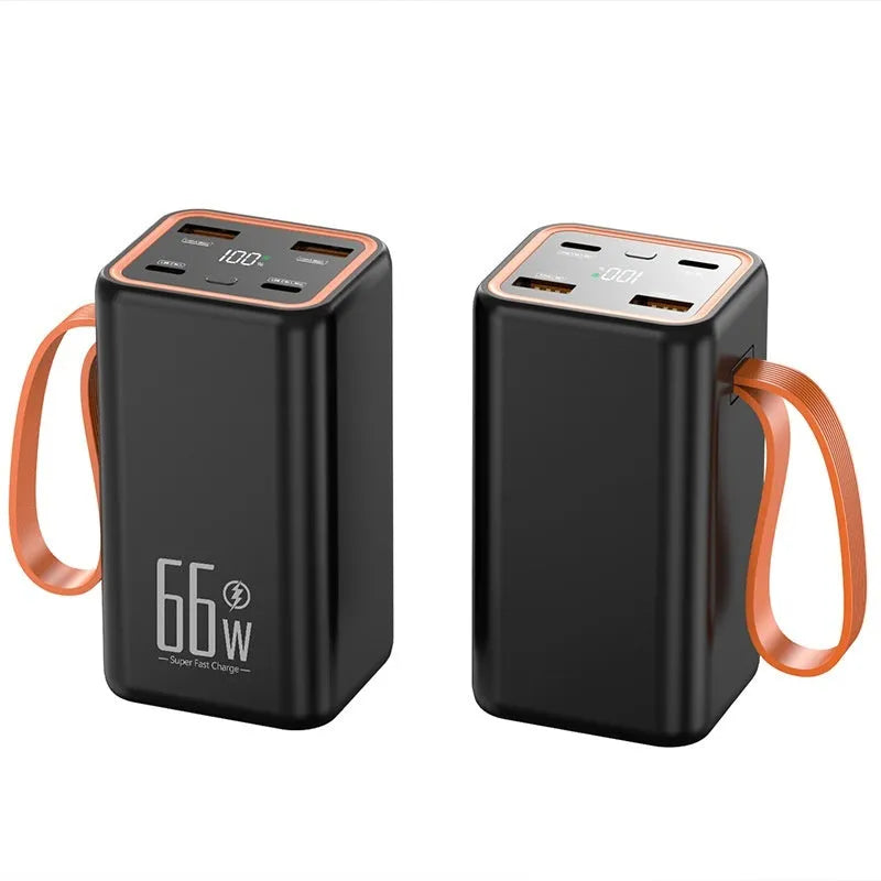 Black and white PD66W 20000 mAh fast charge portable power bank.