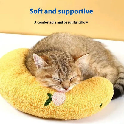 Blue U-shaped cat neck protection pillow with moon design measuring 39×50cm