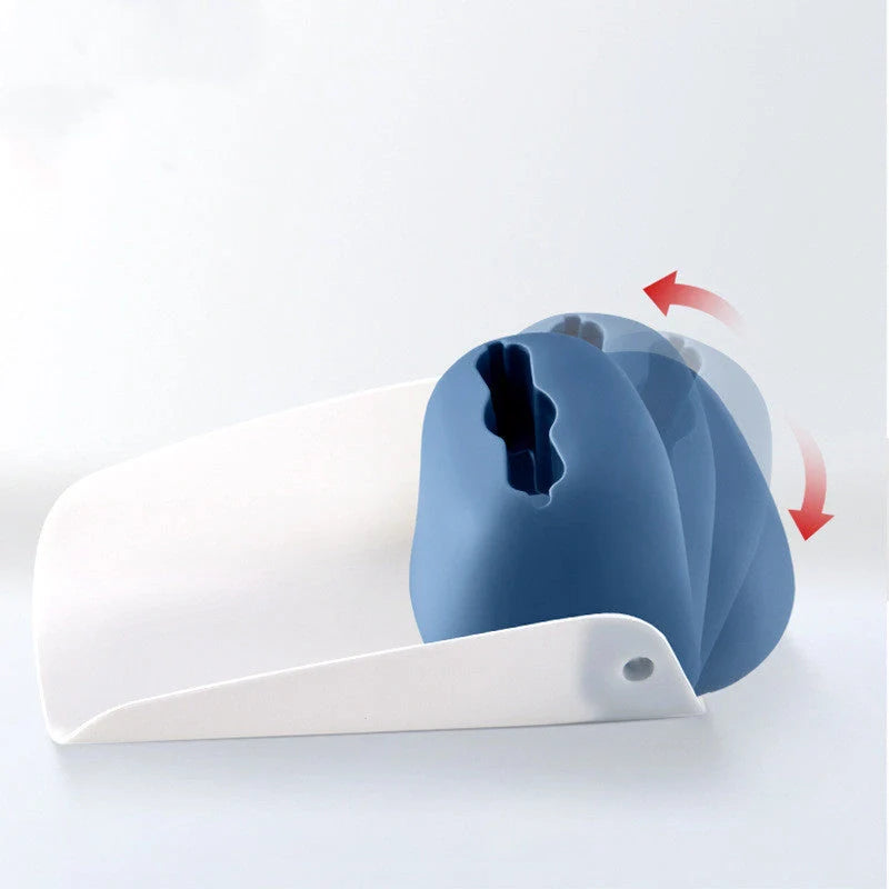 Children's blue and red faucet extender wash station for easy handwashing