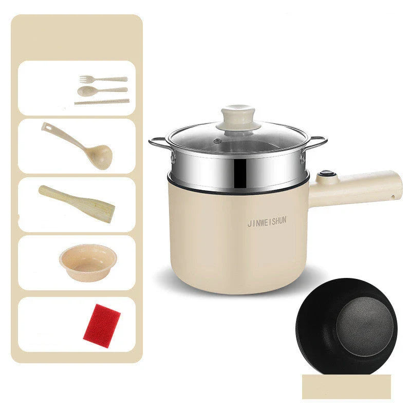 Versatile electric hot pot with stainless steel construction and non-stick interior for easy cooking and cleaning