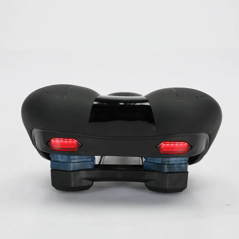 Mountain bike saddle 26x18x6cm in blue gradient, leather fabric and silicone bicycle seat cushion