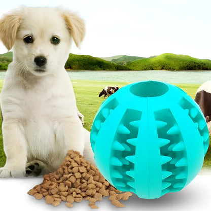 Natural silica gel dog ball toy in blue, green and red, 5cm and 7cm slow feeder treat dispenser