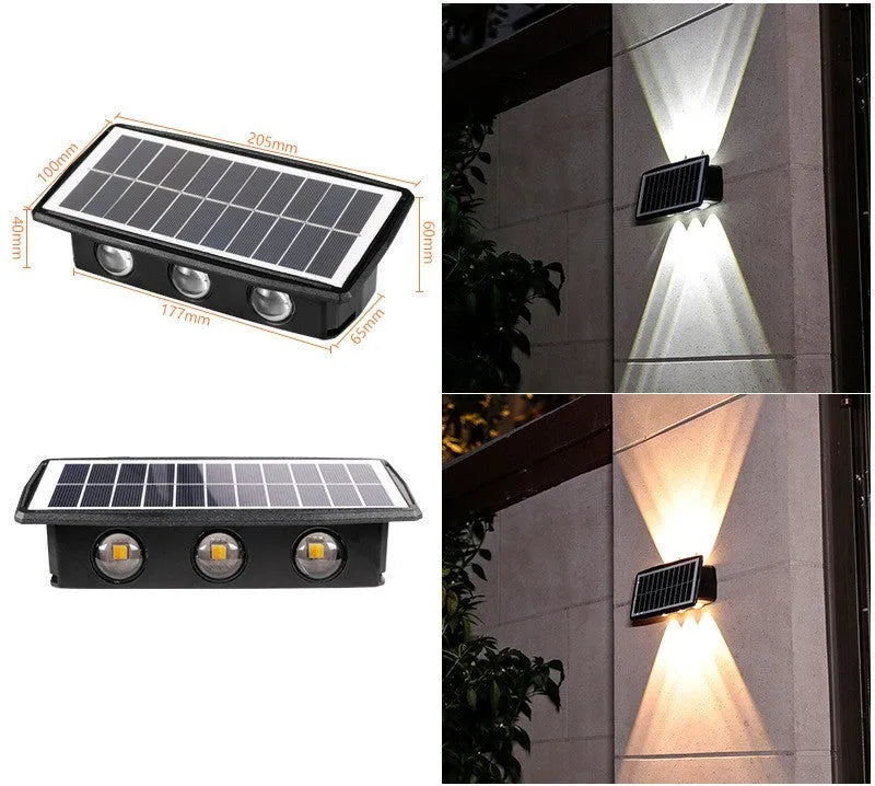 Solar outdoor wall light with 4 LED beads, ABS PC body, white warm yellow colour light options