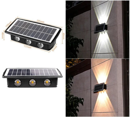 Solar outdoor wall light with 4 LED beads, ABS PC body, white warm yellow colour light options