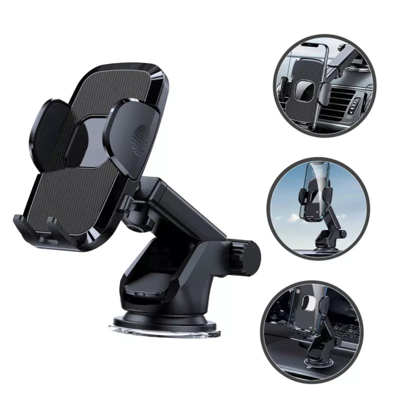 Universal car phone holder with gravity sucker for secure device mounting