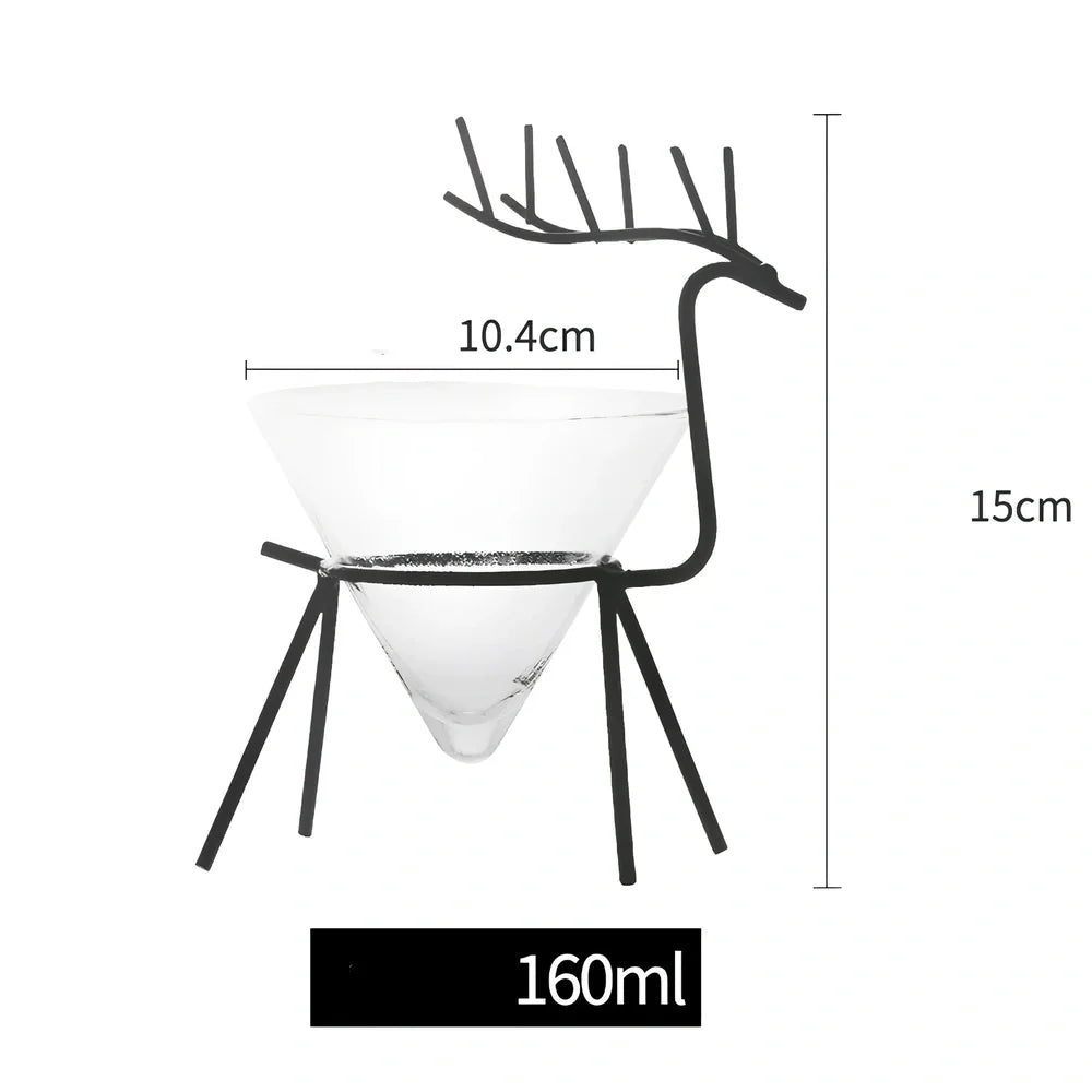 Creative transparent lead-free glass cup with seamless flat base for cocktails, 210ml capacity