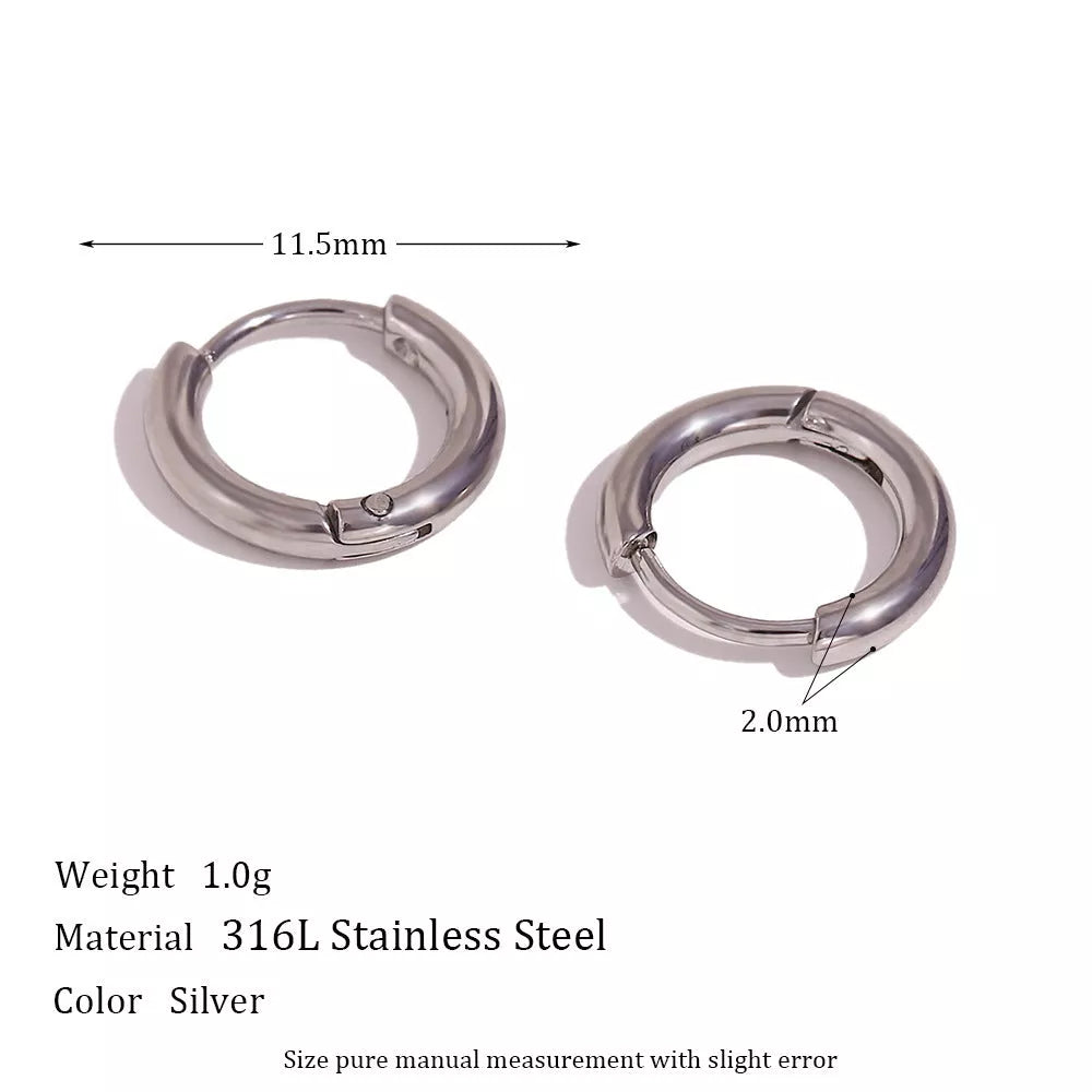 Stainless steel plated 18K ear hoop jewelry for women in golden and silver finishes