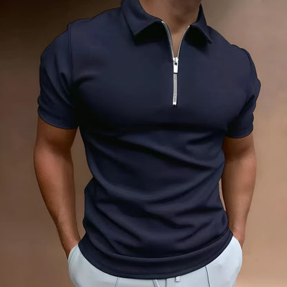 Men's loose fit short sleeve polo shirt in solid colour options
