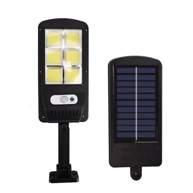 Black solar street light with infrared motion sensor, 370mm length, for outdoor garden and pathway illumination