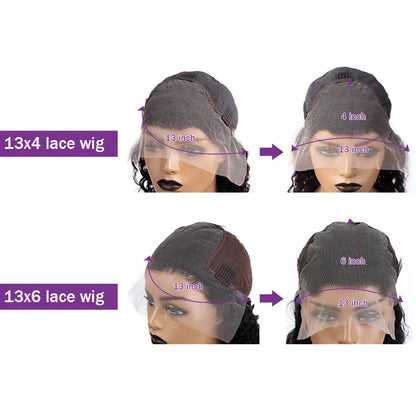 Wavy brown lace front human hair wig, hand-woven, 4x4 13x4 13x6 lace, 8-40 inch lengths, natural style.