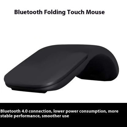 Black folding touch wireless mouse shown in open position with Bluetooth 4.0 logo