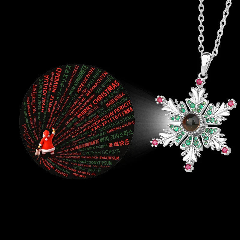 Enchanting Snowflake Projection Necklace - A Sparkling Christmas Gift for Couples
