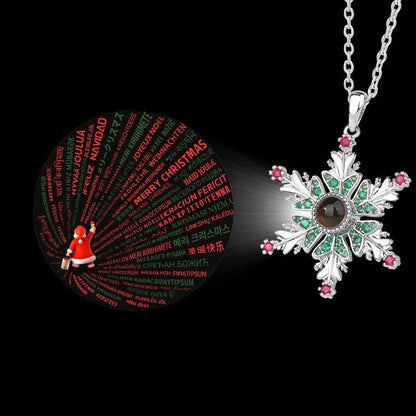 Enchanting Snowflake Projection Necklace - A Sparkling Christmas Gift for Couples
