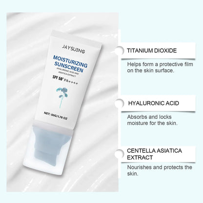 50g tube of snow grass sunscreen with centella extract and hyaluronic acid