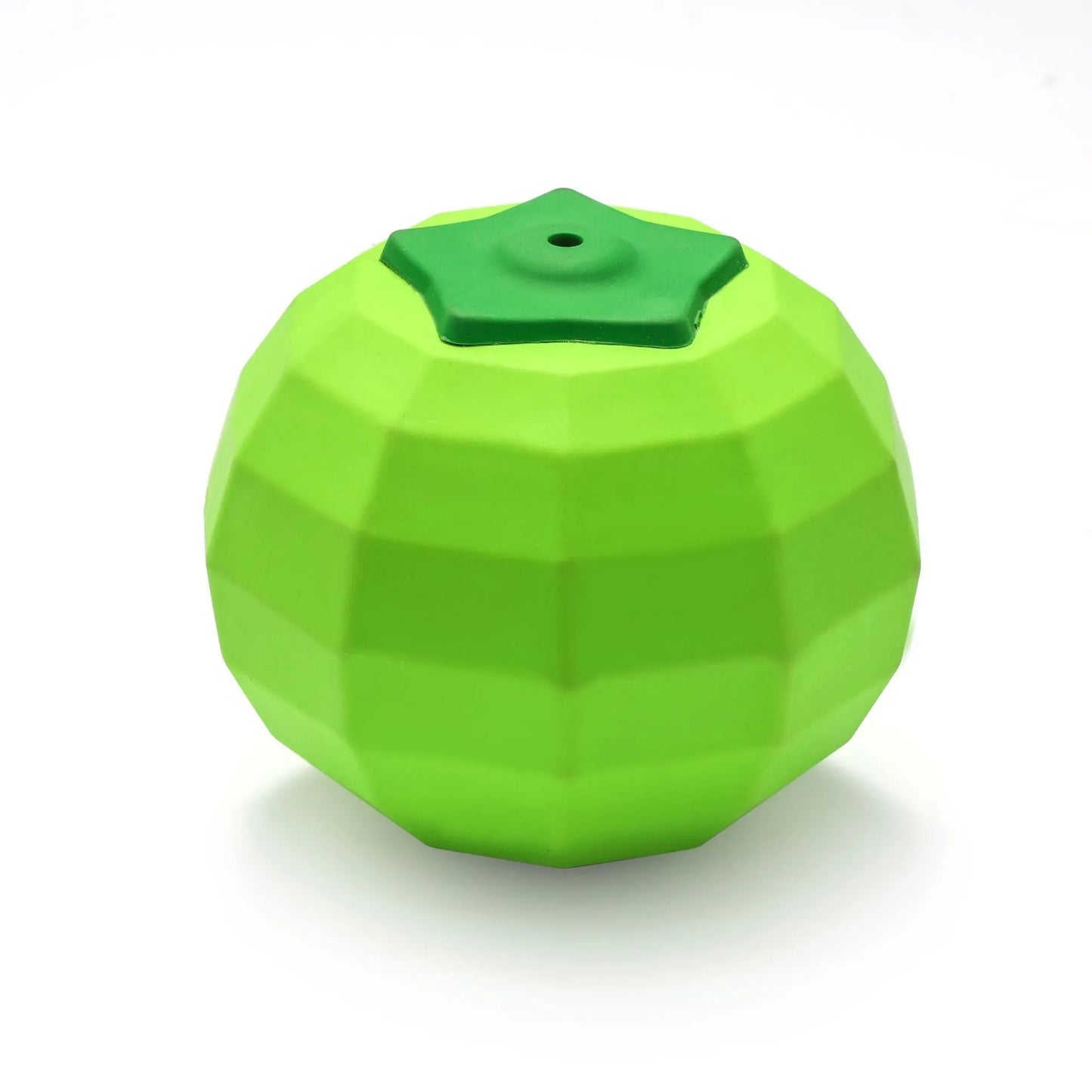 Green natural rubber dog squeaky toy measuring 90x86x80mm for aggressive chewers