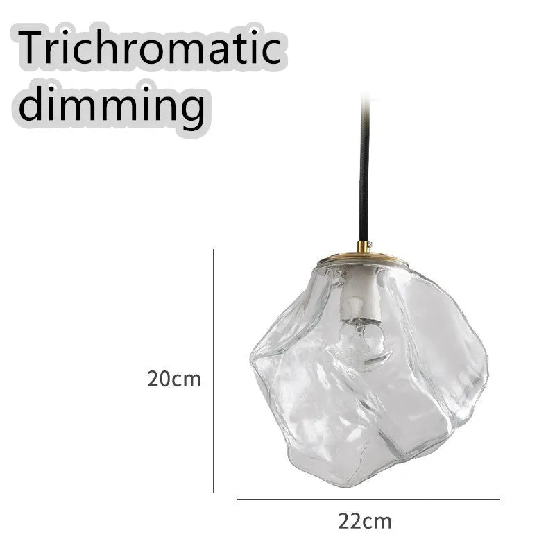 Glass ice cube chandelier in smoky grey, cognac or clear with black hanging wire, 11W-15W LED, 4000K