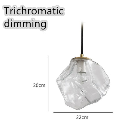 Glass ice cube chandelier in smoky grey, cognac or clear with black hanging wire, 11W-15W LED, 4000K