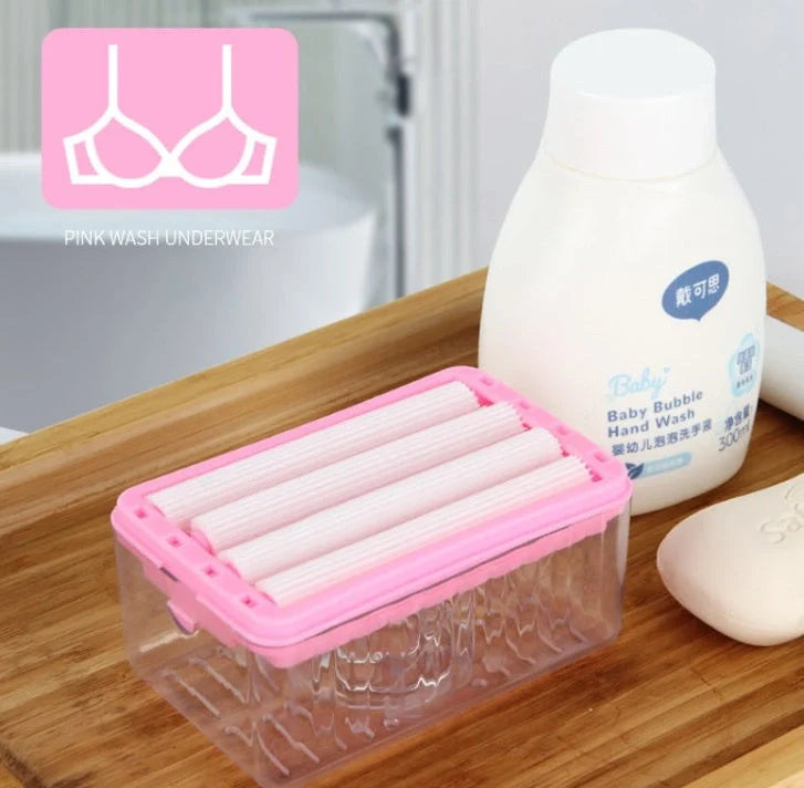Roller type soap dish holder in light luxury colors with drain holes for bathroom storage
