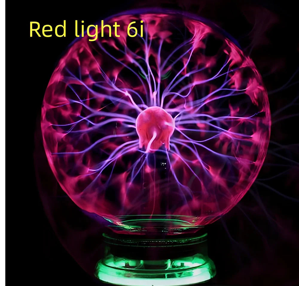 Plasma lightning ball with colourful electrostatic patterns inside 6-inch glass sphere responding to touch