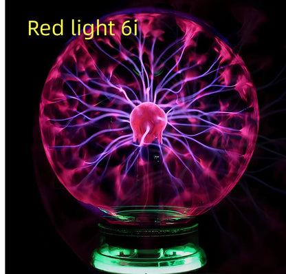 Plasma lightning ball with colourful electrostatic patterns inside 6-inch glass sphere responding to touch
