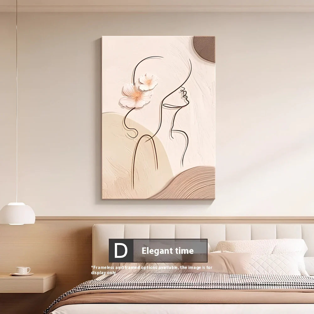 Abstract line character design on 40x60cm embossed film wall mural with frameless installation