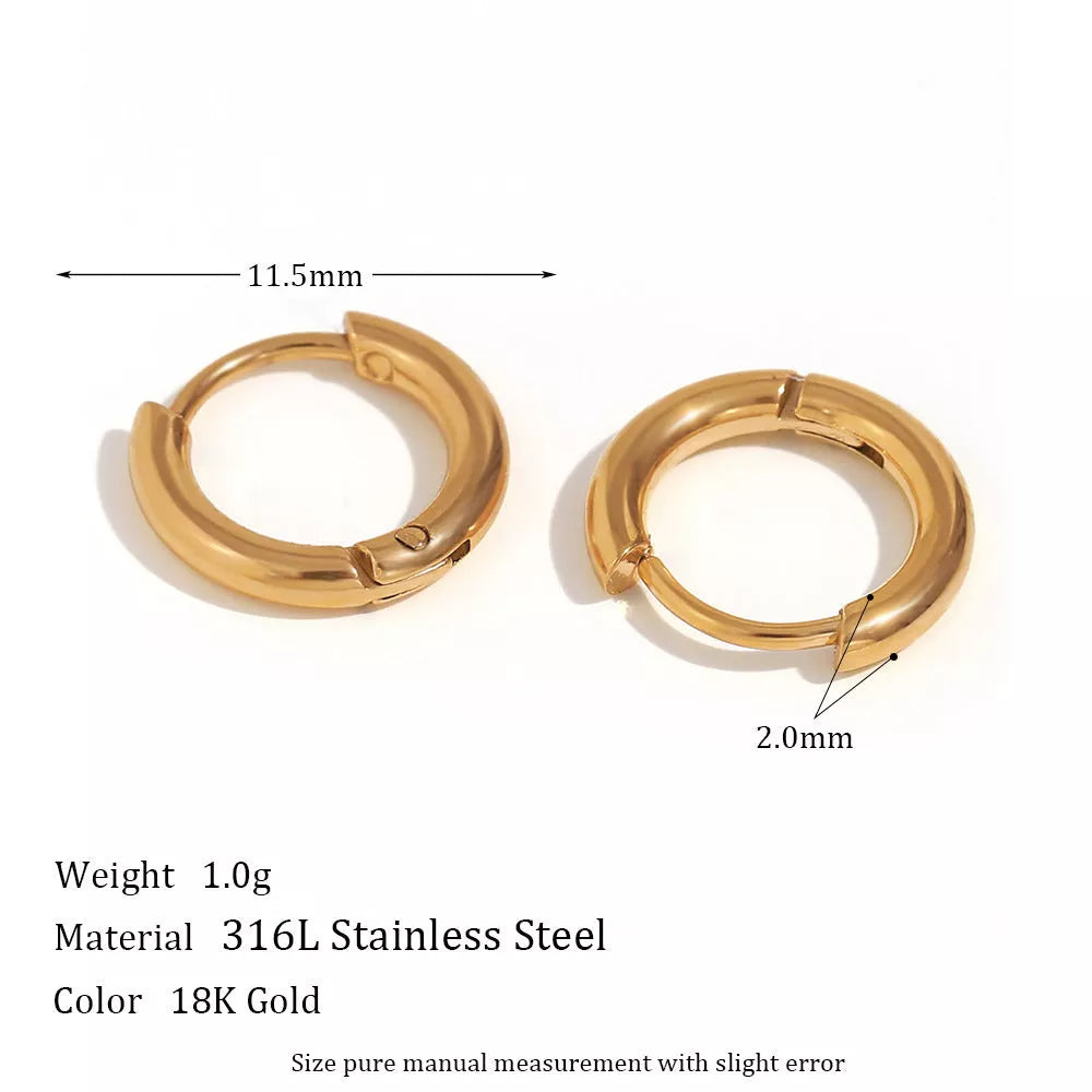 Stainless steel plated 18K ear hoop jewelry for women in golden and silver finishes
