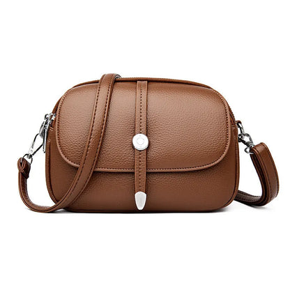 City Simple women's oval-shaped soft PU crossbody shoulder bag in black, khaki, or dark brown
