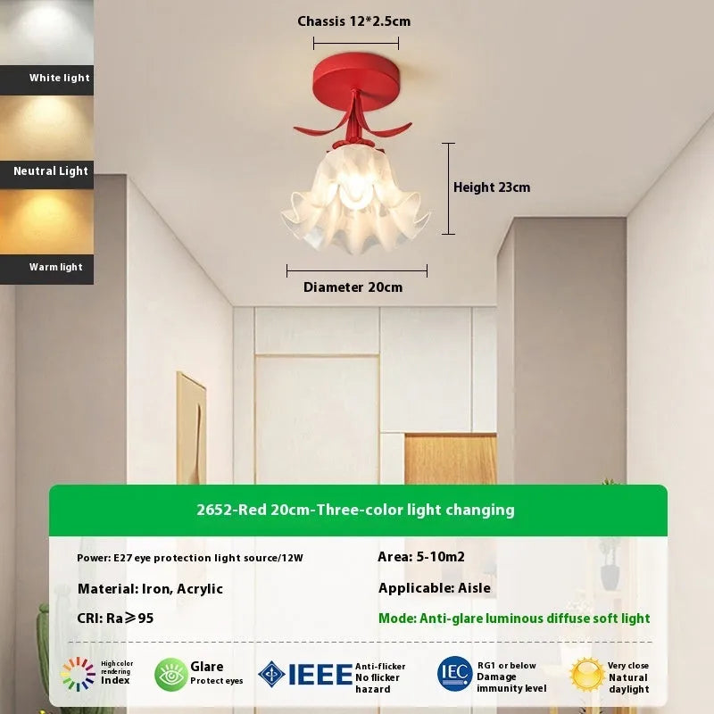 Cream Linglan flower design corridor aisle light with LED illumination and remote control for dimming