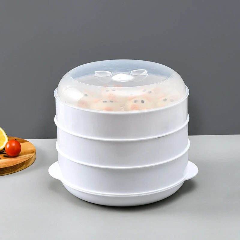 Modern minimalist microwave steamer box with layered design for healthy cooking