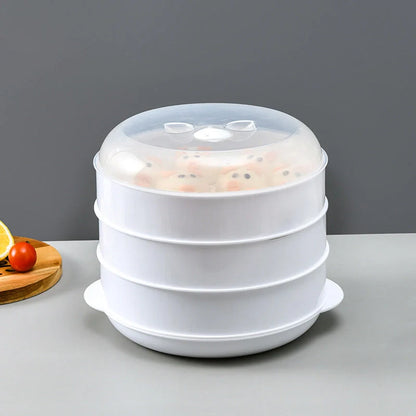 Modern minimalist microwave steamer box with layered design for healthy cooking