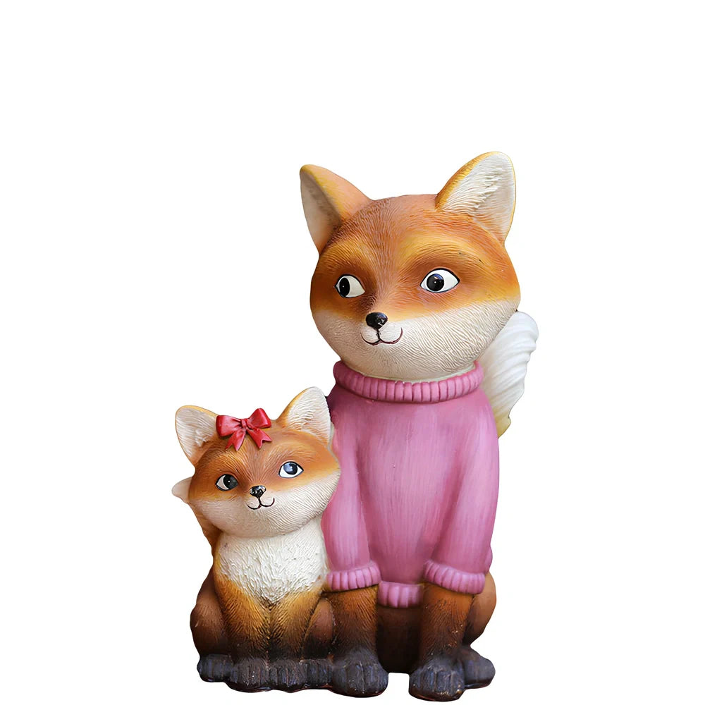Cartoon resin animal hanging ornament for garden decor, style A fox shape in bright colours, 15cm height
