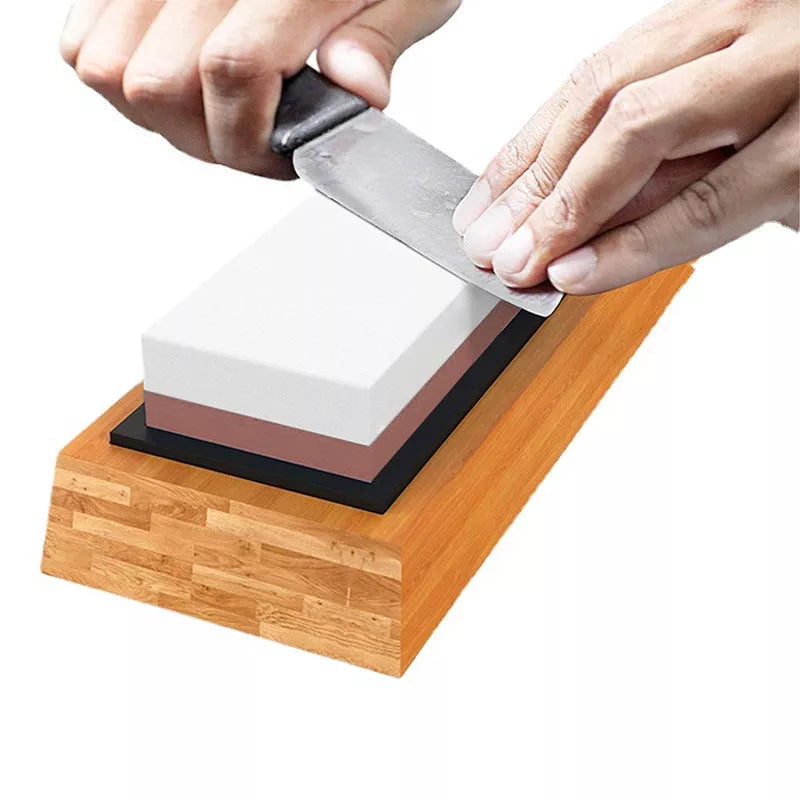 Home kitchen whetstone set with dual 3000/8000 grit for sharpening and polishing knives