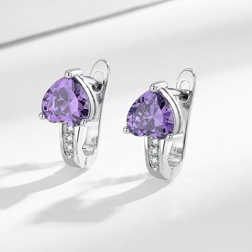Loving Heart Zircon Ear Clips with diamond accents in heart-shaped design