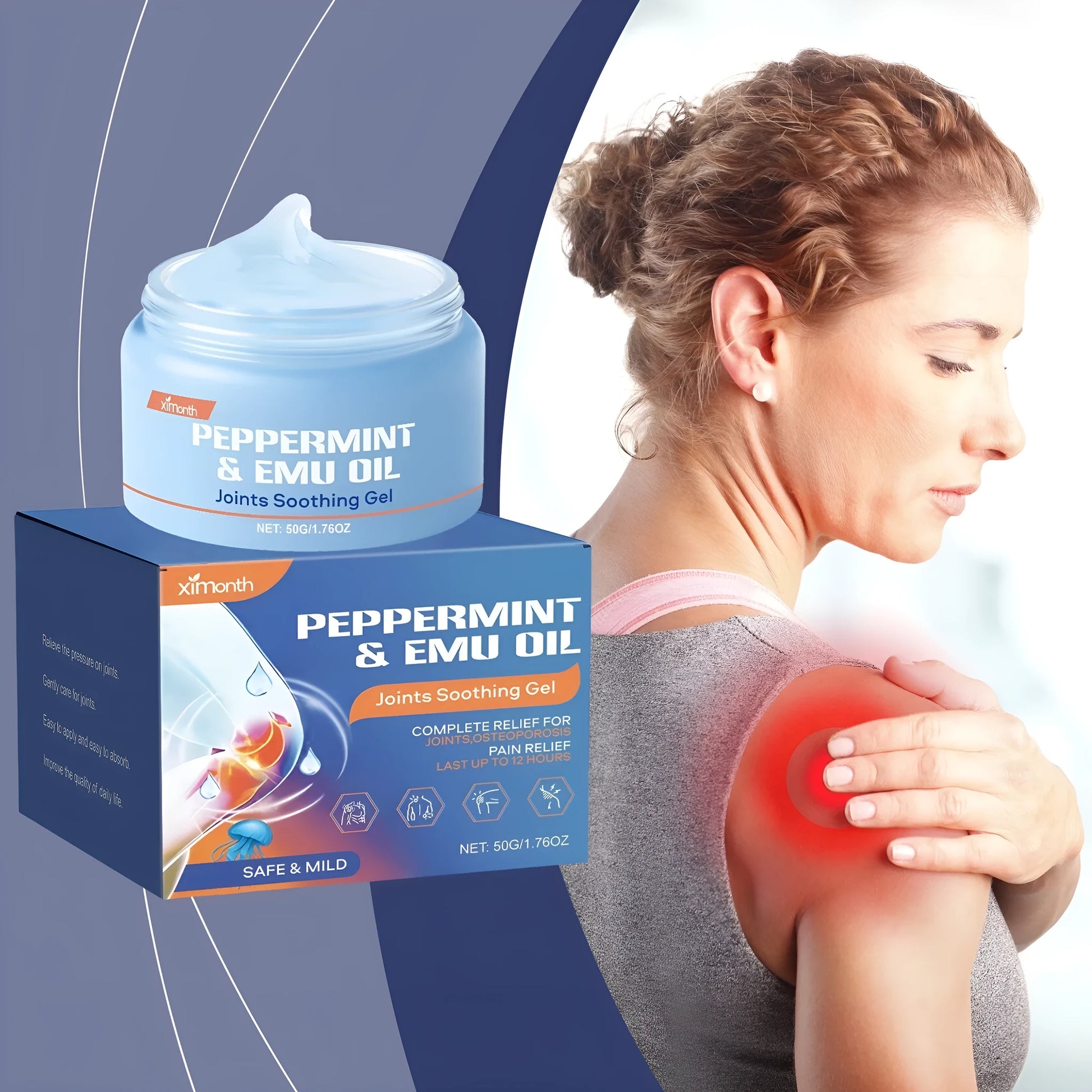50g tube of joint soothing gel with menthol and emu oil for topical muscle and joint relief