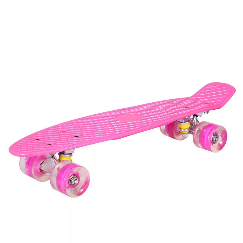 Fashion Creative Personality Four-wheel Skateboard in blue with flashing wheels
