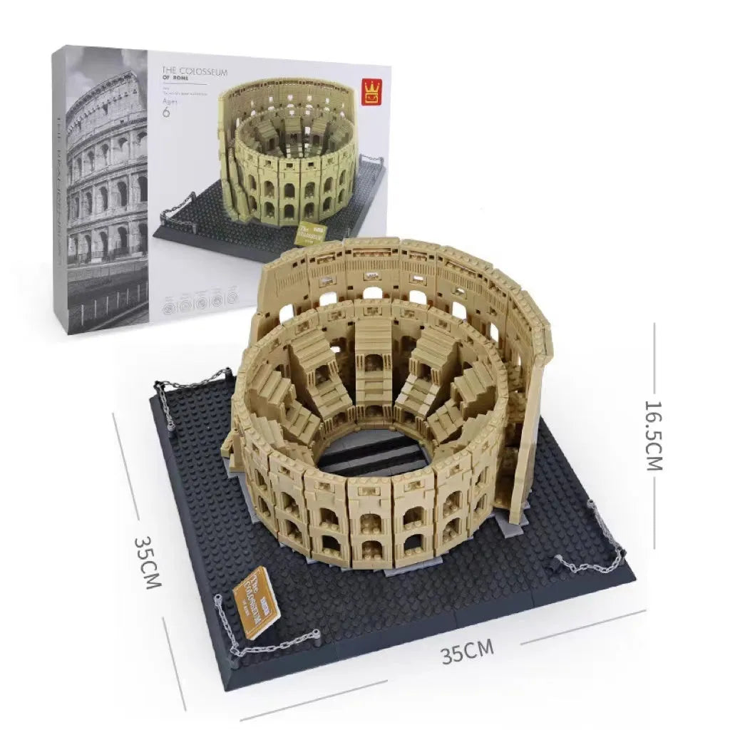 Wange building block set with 800+ ABS plastic pieces for constructing architectural landmark models