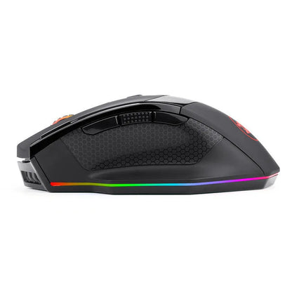 Black Redragon M801P wireless gaming mouse with nine buttons and ergonomic right-handed design