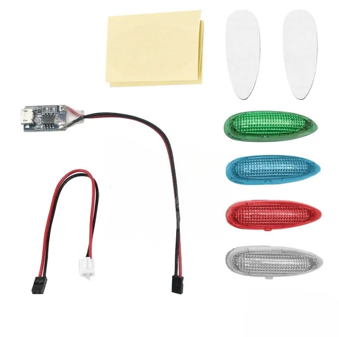 Coloured LED aviation navigation light for RC aircraft with four colour options and flash function